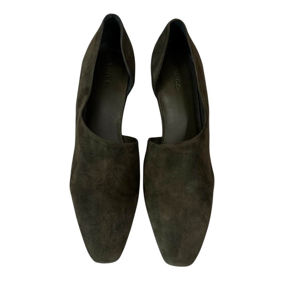 Vince New Barolo Olive Green Suede Wedge Heels Size 10